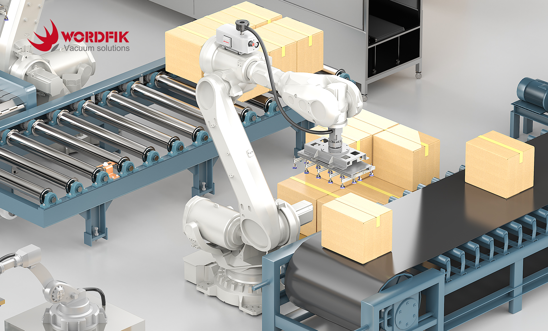 dry rotary vane vacuum pump for lager robotic arm